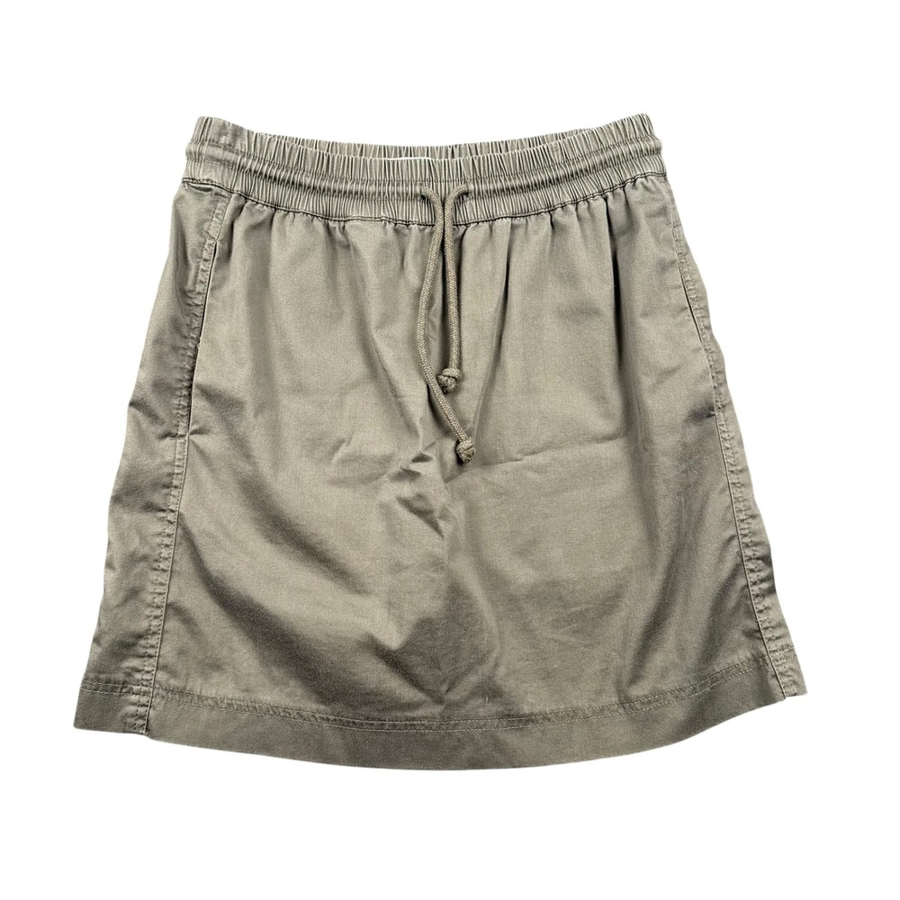 Lou & Grey Women Olive Green Drawstring Elastic Waist Mini Skirt XS Lyocell 852